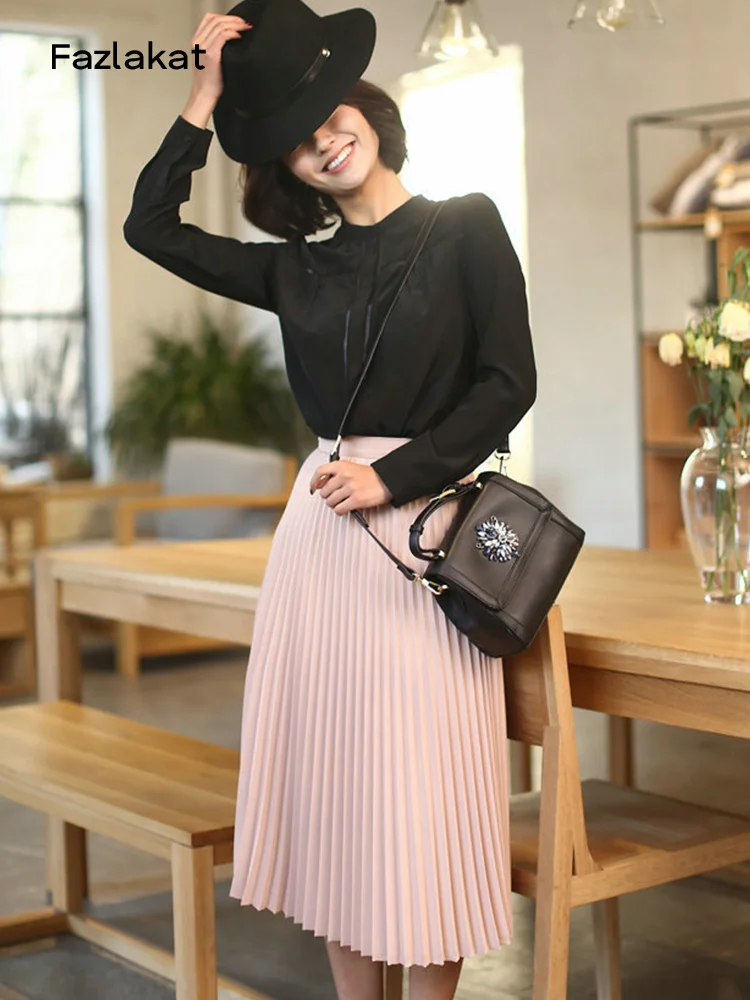 

Плиссированная юбка женская с высокой талией