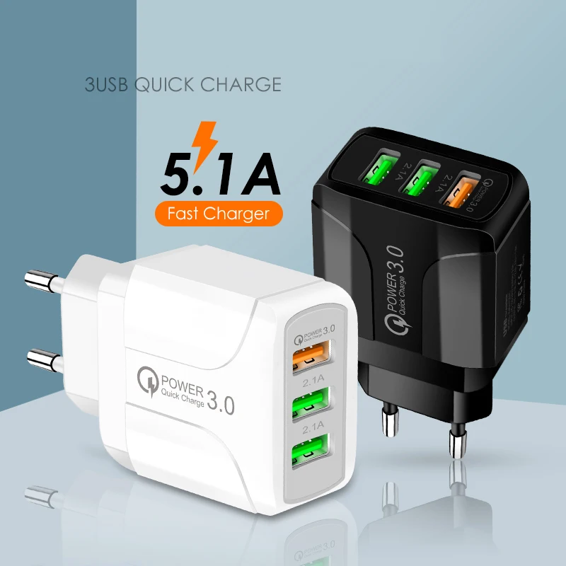 3,0 USB QC3.0 быстрое зарядное устройство по стандартам ЕС/Великобритания/США Plug стенового путешествия мобильный телефон зарядное устройство ад...
