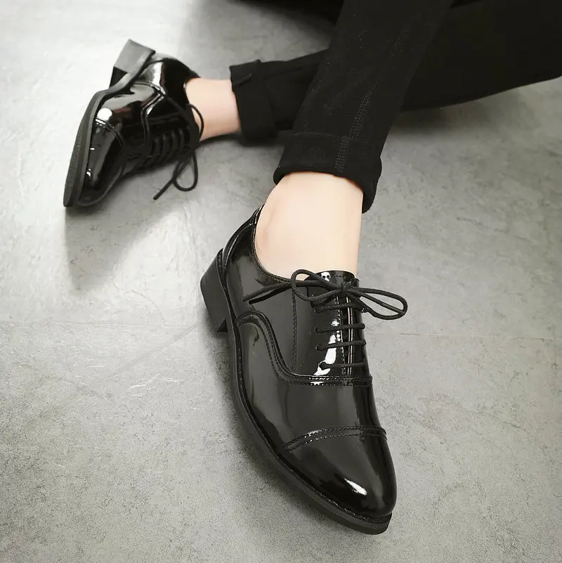 Высококачественная женская обувь из натуральной кожи Черные женские