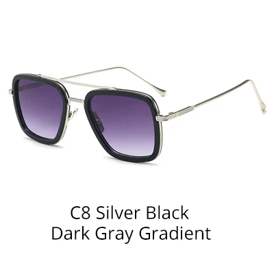 Silver-Gray Gradient Tony Stark, солнцезащитное стекло, es, для мужчин, Ретро стиль, мужское стекло es iron man, 3 солнцезащитных стекла, желтый, красный, оттенков, мужские очки W66218 - Цвет линз: Silver-Gray Gradient