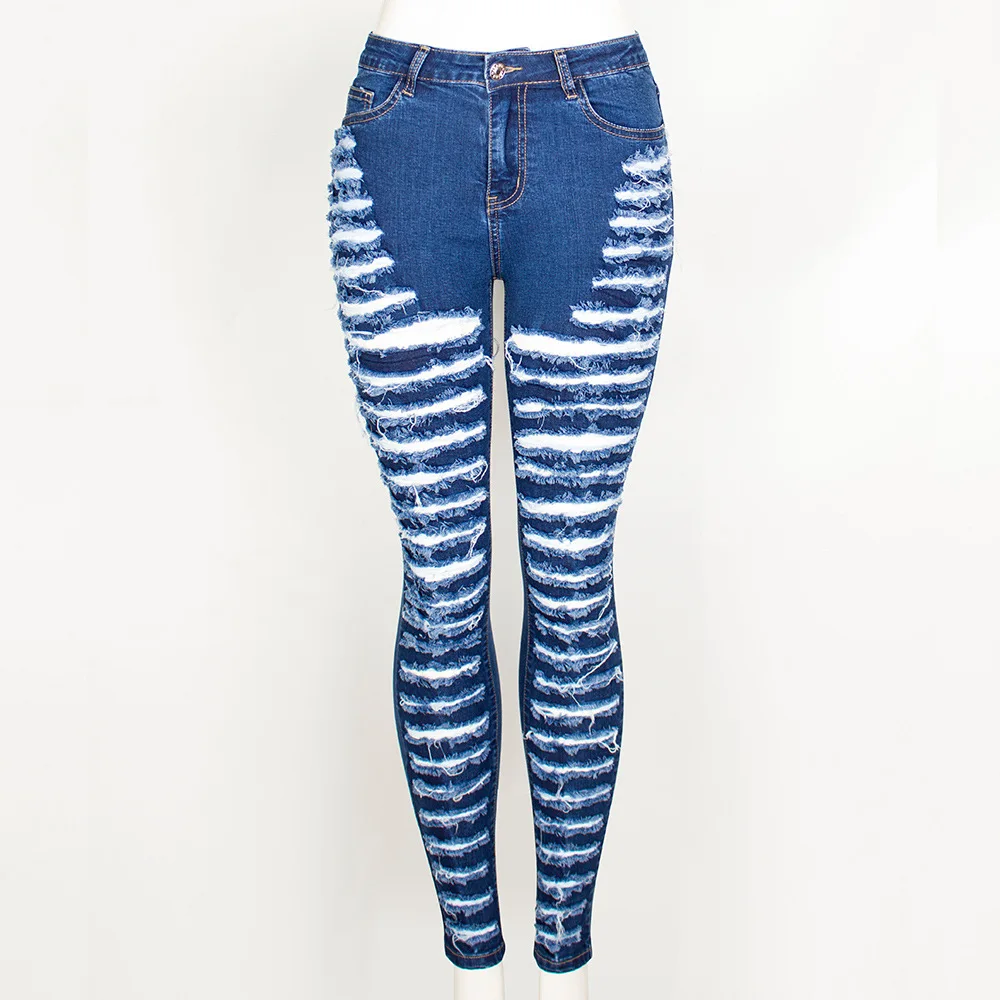 

Sexy personality hole wash slim stretch jeans beggars Leggings
