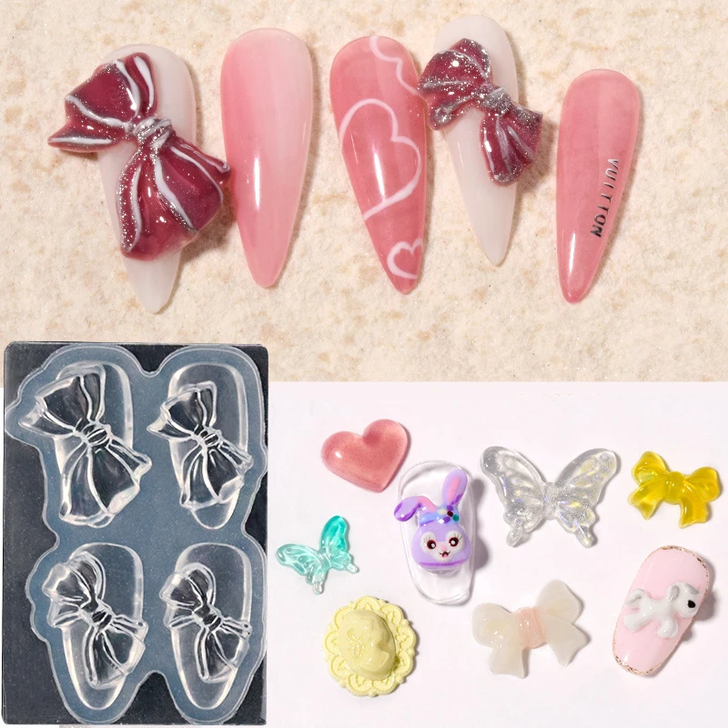 1 шт. силиконовая форма для ногтей в форме банта сердца бабочки животных карвинга