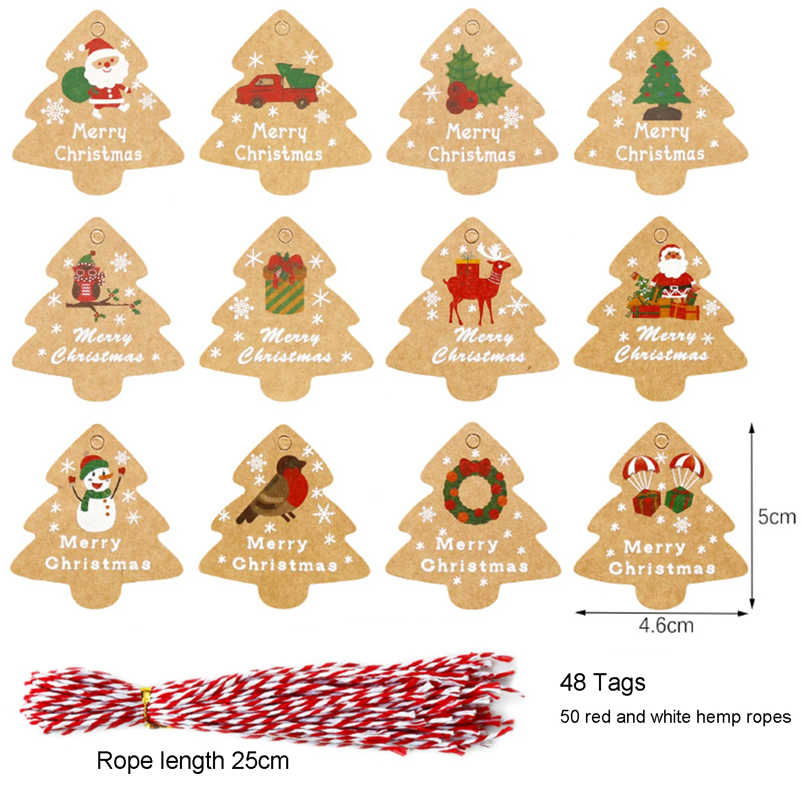 

Christmas Kraft Paper Gift Tags Unfinished Tree Present Labels with 50 Pieces Ropes for DIY Crafts