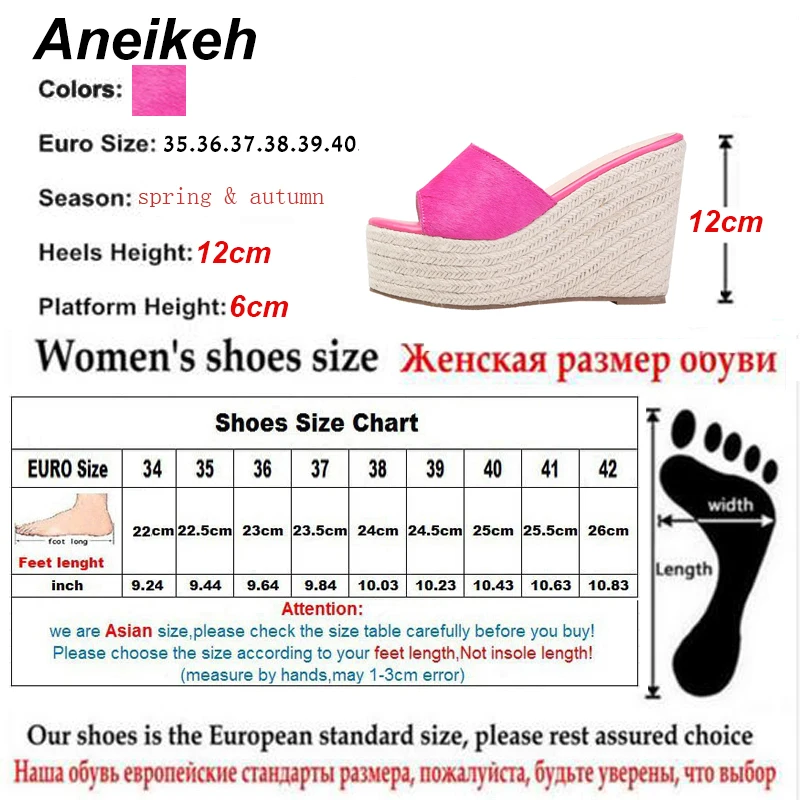 

Aneikeh Summer Fashion Women's Flock Wedges Outside Platform Sexy High Heels Solid Shallow Color Mei Red White Black Size 34-39