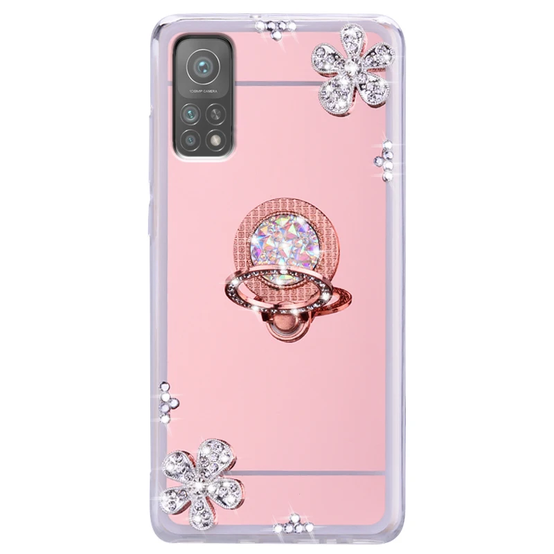 

Case For Redmi Note 9S 9A 9AT K30S Makeup Mirror Phone Cover For Xiaomi 10T Pro 8 9 Lite 8SE F1 Fashion Luxury Glitter Case