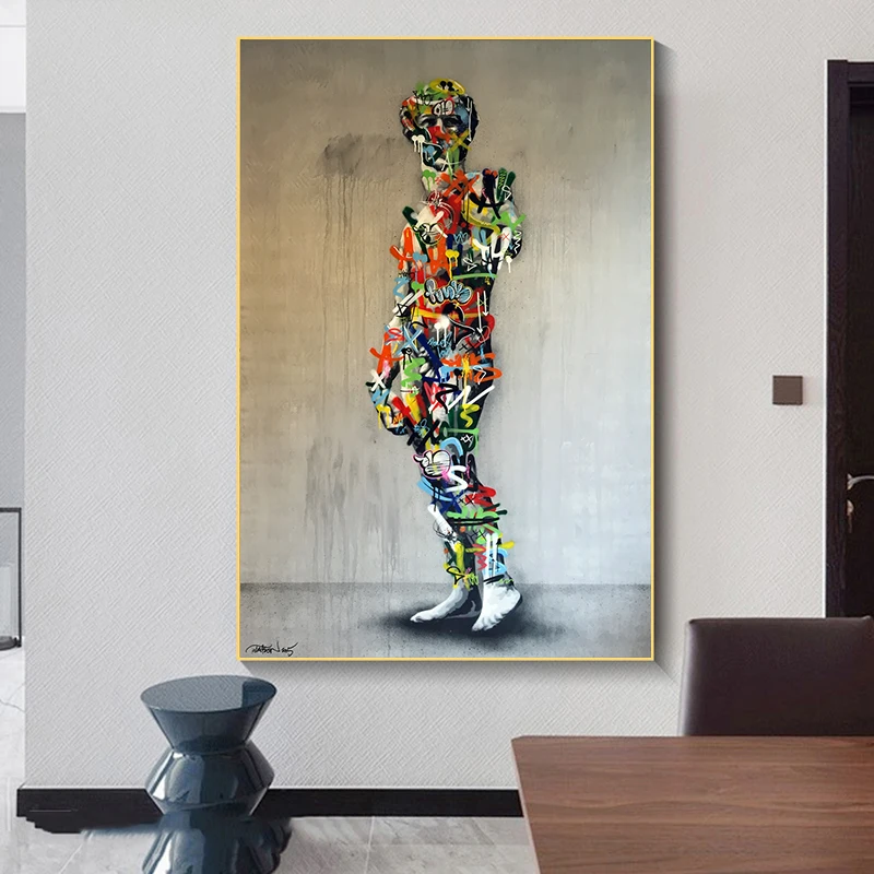 

Colorful Graffiti David Sculpture Posters and Prints Pictures Wall Art Canvas Painting for Living Room Home Cuadros Decor