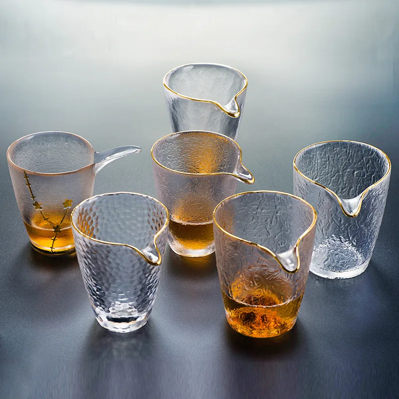 

Japanese Style Glass Fair Cup Simple With Glod Rim Tea Maker Kung Fu Tea Lique Divider Gongdao Mug Teaware Kung Fu Tea Set