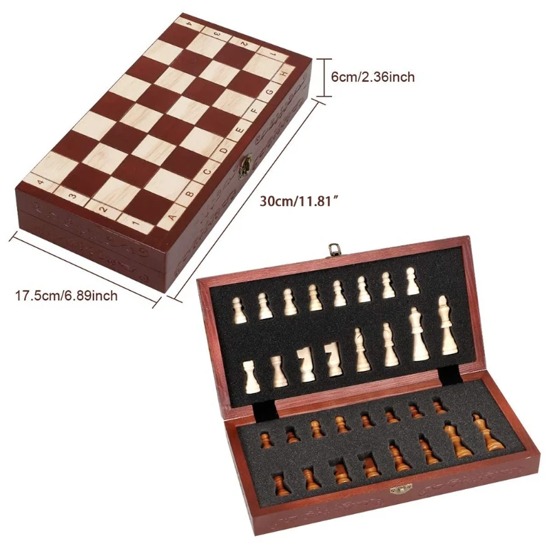 

35cm/30cm Wooden Foldable Chess for intelligence Developing Brain Game Board Interactive Classic Chess Board Portable Ch 85DE