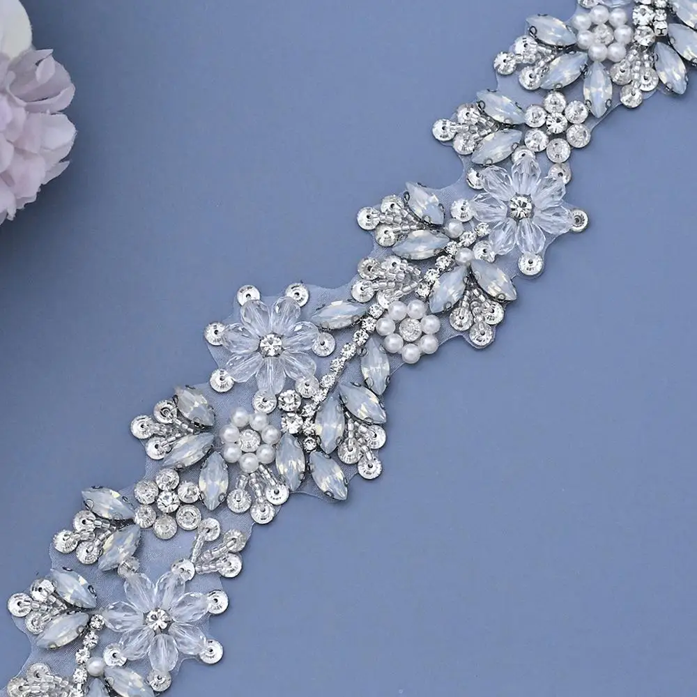 

TRiXY S434 Luxury Wedding Belt for Women Rhinestone Bridal Belt Opal Crystal Belt Bride Dress Belt Girls Organza Belt Chain Belt
