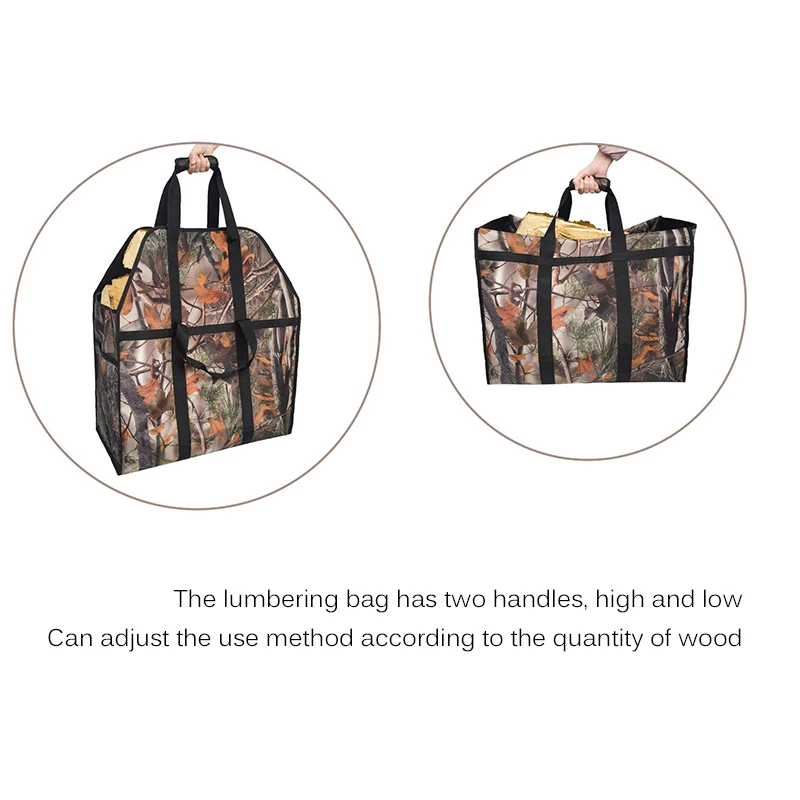 

Logging Wooden Canvas Bag Durable Supersized Canvas Firewood Wood Carrier Bag Log Camping Outdoor Holder Carry Storage Bag
