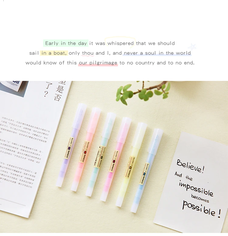 JIANWU 10pcs/set soft pastel ended highlighter pen Fluorescent pen kawaii Mild liner DIY School supplies Office Stationery