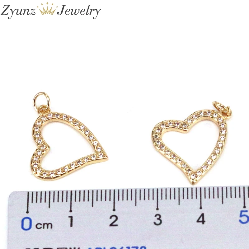 

10PCS, High Quality Copper Zircon Crystal Heart Necklace Women Charm Jewelry CZ Pendant Party Wedding Gifts