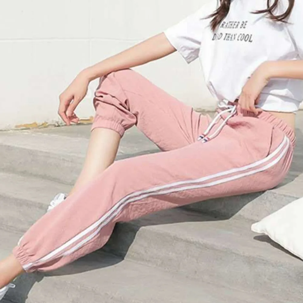 

Original Womens Casual StipedSports Long Pants Loose Korean Version Jogger Nan