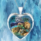 Модное ожерелье с подвеской в форме сердца, кристалл, зверь, изысканное ожерелье в форме сердца, животного, ожерелье с подвеской в виде тигра, Льва, индивидуальный подарок