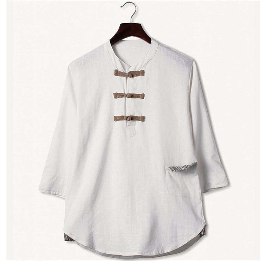 Традиционная китайская одежда Tangsuit для мужчин топ с воротником стойкой и блузка