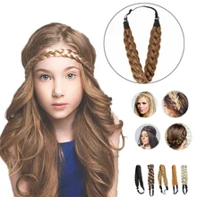 Peruca sintética trançada tira de cabelo torcida, elástica, faixa de cabeça torcida, acessórios de cabelo de princesa, 1 peça (4)