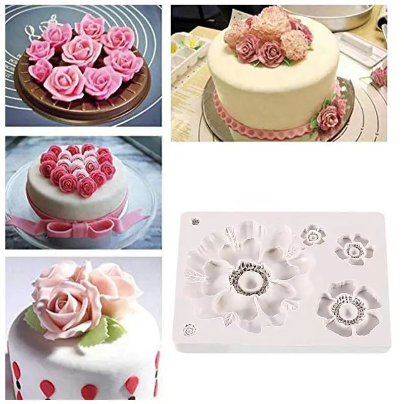

New Style Pretty Flower Blossom Molds Fondant Chocolate Clay Candy Moulds Tools Sugar Polymer Decorating Silicone Cake Mold D7I7