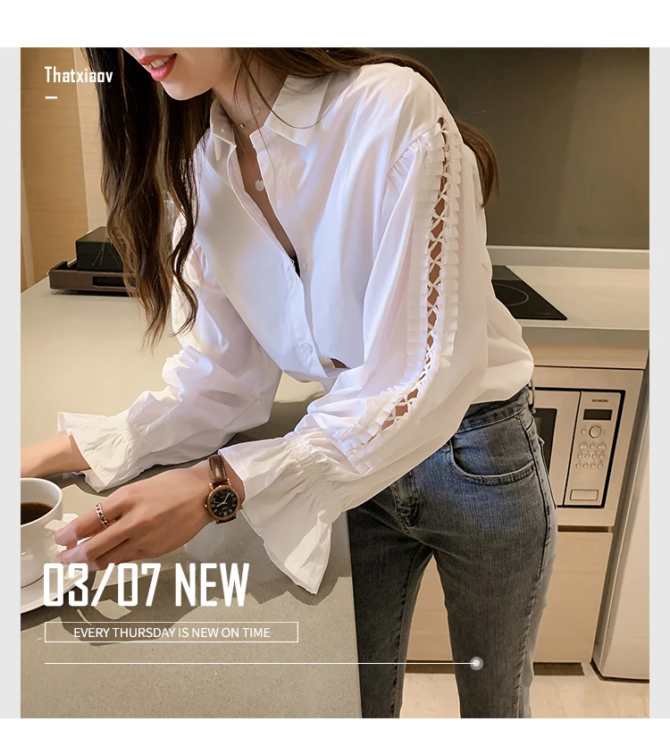 

Women's Blouse Chiffon Long Sleeve Fashion Top Woman Shirt Breasted Loose Tops Korean Solid Casual Blusas