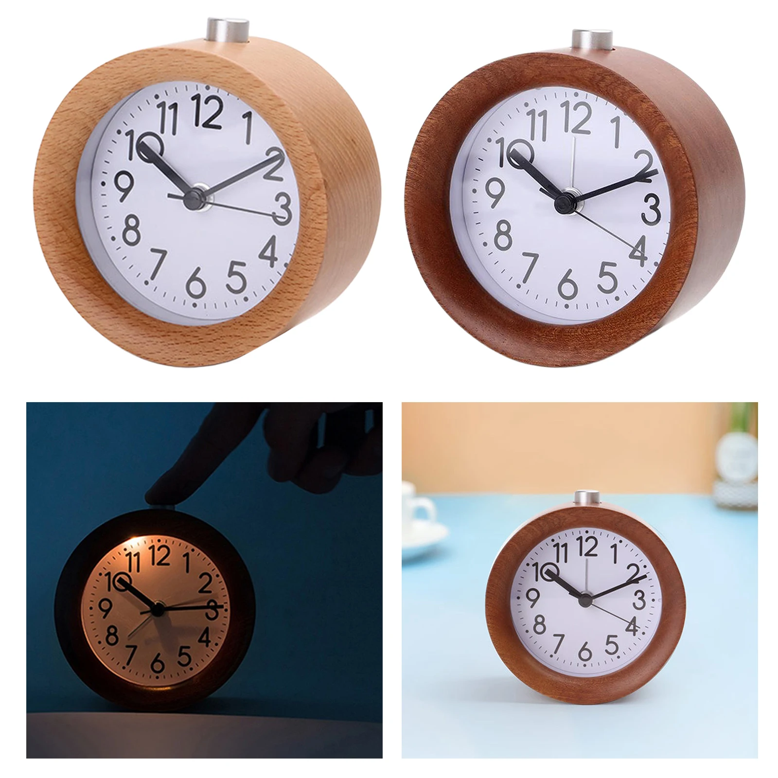 

Round Luminous Alarm Clock Wooden Led Alarm Clock Classic Alarm Clock with