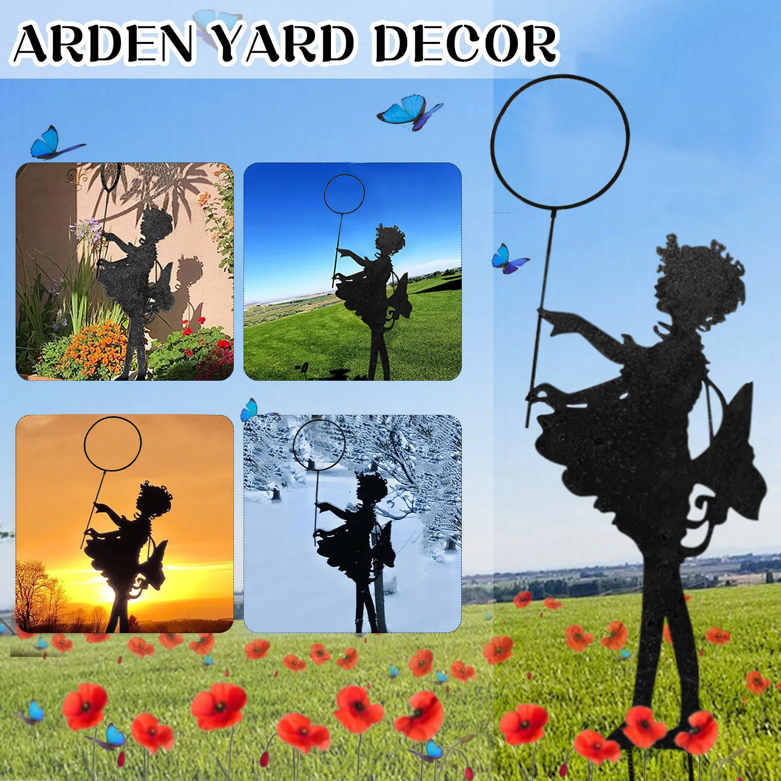 

Винтажная металлическая силуэтная скульптура в виде бабочки для сада, мемориальная Лепка для улицы, садовый художественный Декор