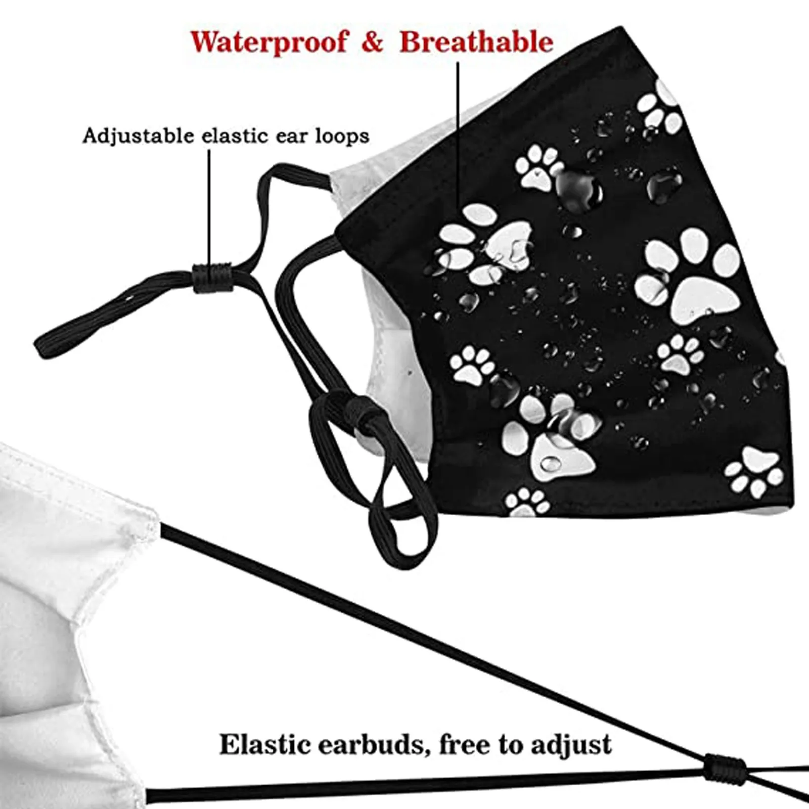 Маска для взрослых с принтом лап животных моющаяся многоразовая маска от на рот