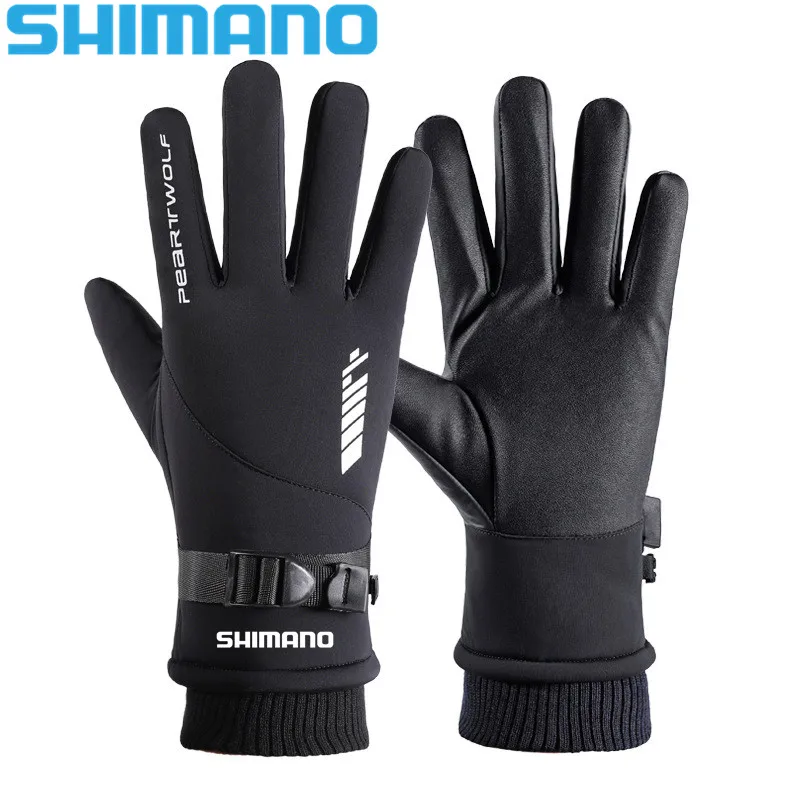 

Новинка 2021, осенне-зимние лыжные перчатки Shimano, Нескользящие термальные прочные рыболовные перчатки, мужские перчатки, велосипедные перчат...