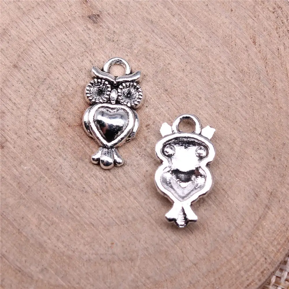 

Owl Charms For Jewelry Making Findings Handmade DIY Craft 20pcs Antique Silver Color 17x9mm