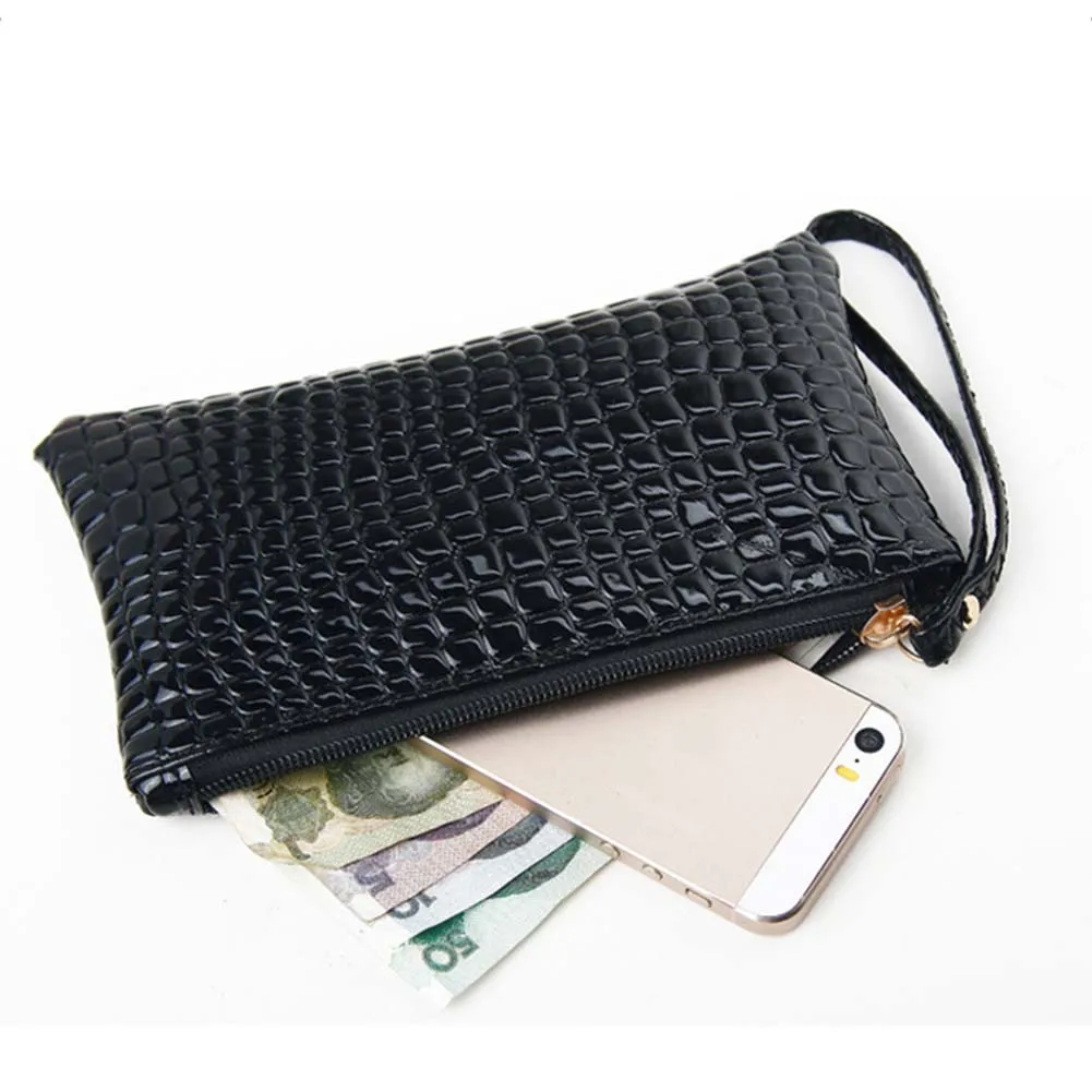 Женский кошелек с узором из крокодилов Одноцветный на молнии держатель для
