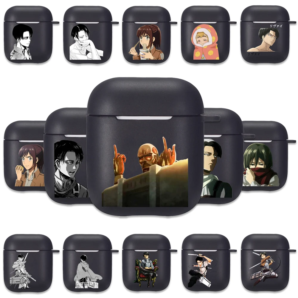 

Силиконовый чехол для Apple Airpods 1, 2, s, Эрен, Микаса, Армин, Атака Титанов, черный, гарнитура для Airpods
