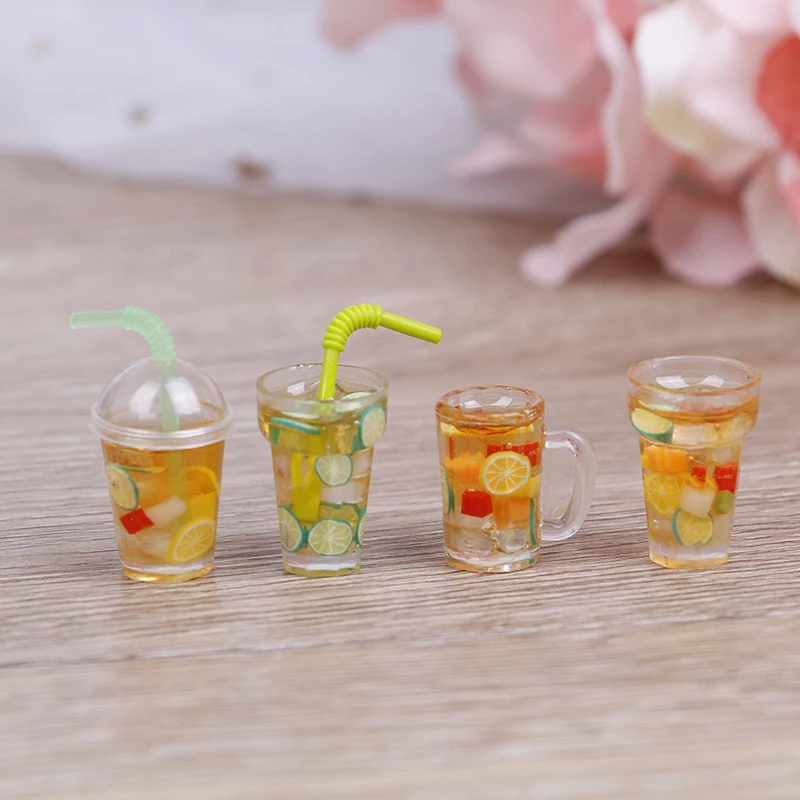 

1Pcs 1/12 Dollhouse Accessories Mini Resin Fruit Tea Cup Simulation Miniature Drinks Model Furniture Toy Doll Home Decoration