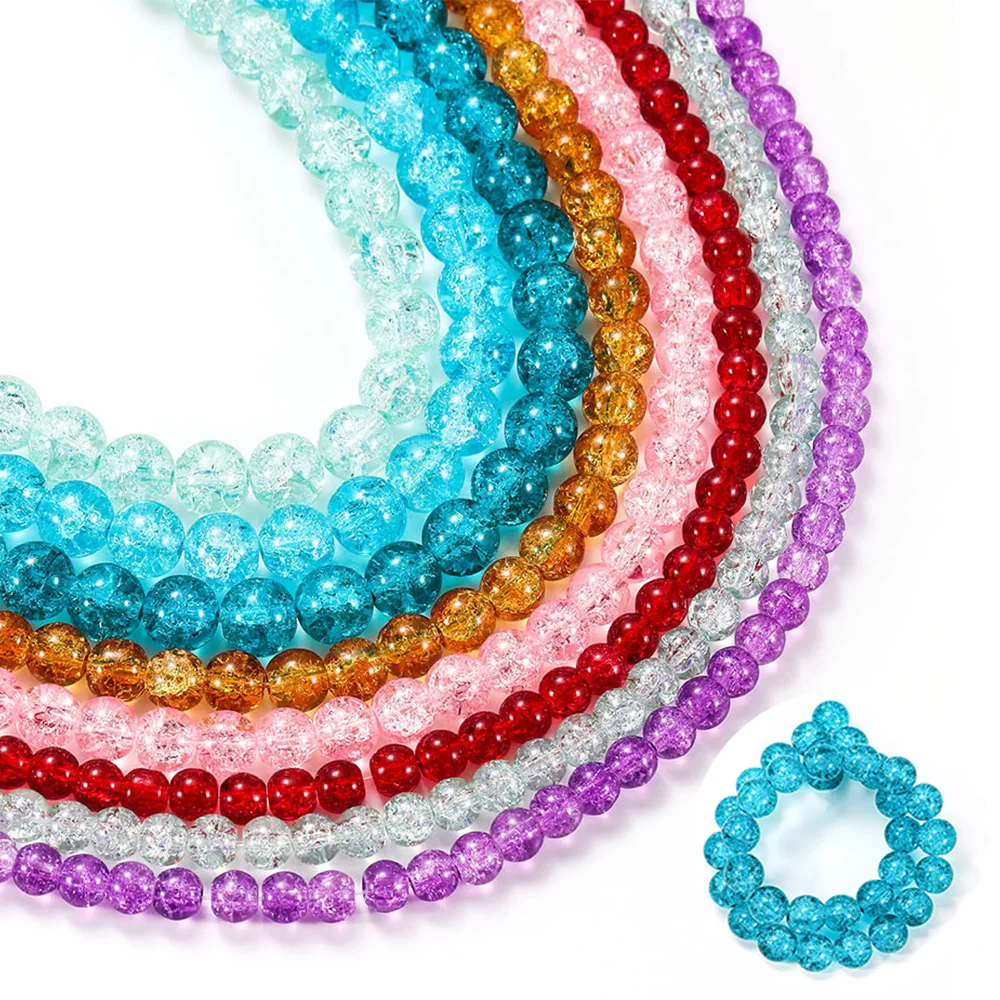 

1Strand/Lot Multicolor Cracked Crystal Stone Bead White Snow Natural Crystal Round Loose Beads Bracelet for DIY Jewelry Making