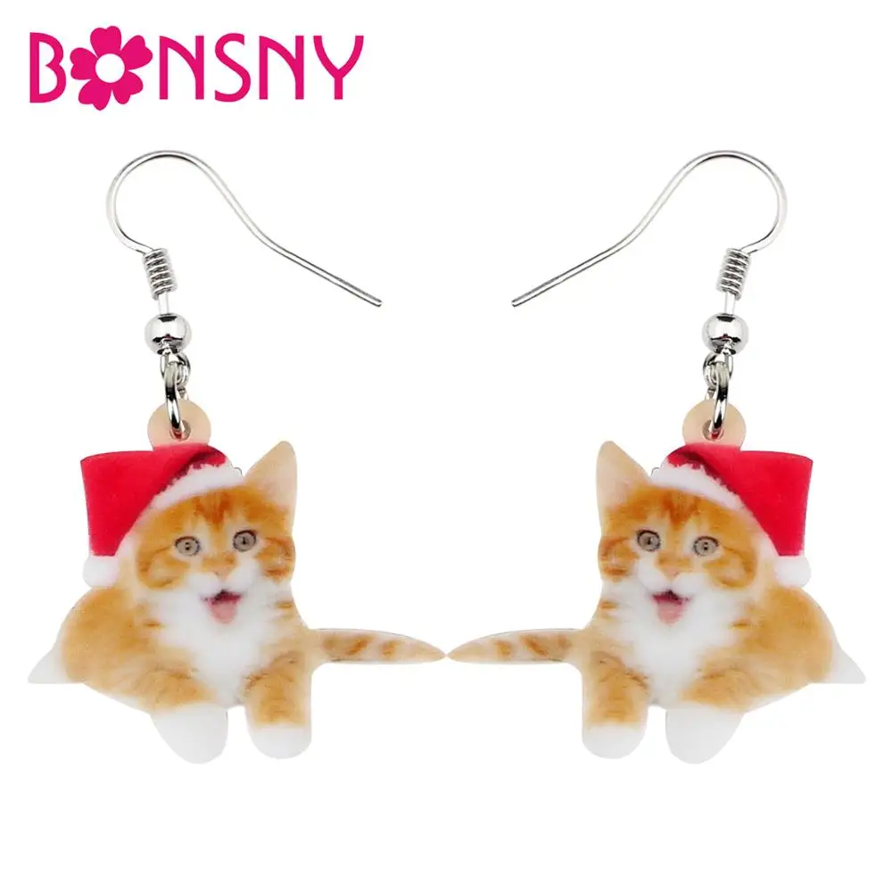 Bonsny акриловые рождественские милые счастливые кошки котенок домашние животные