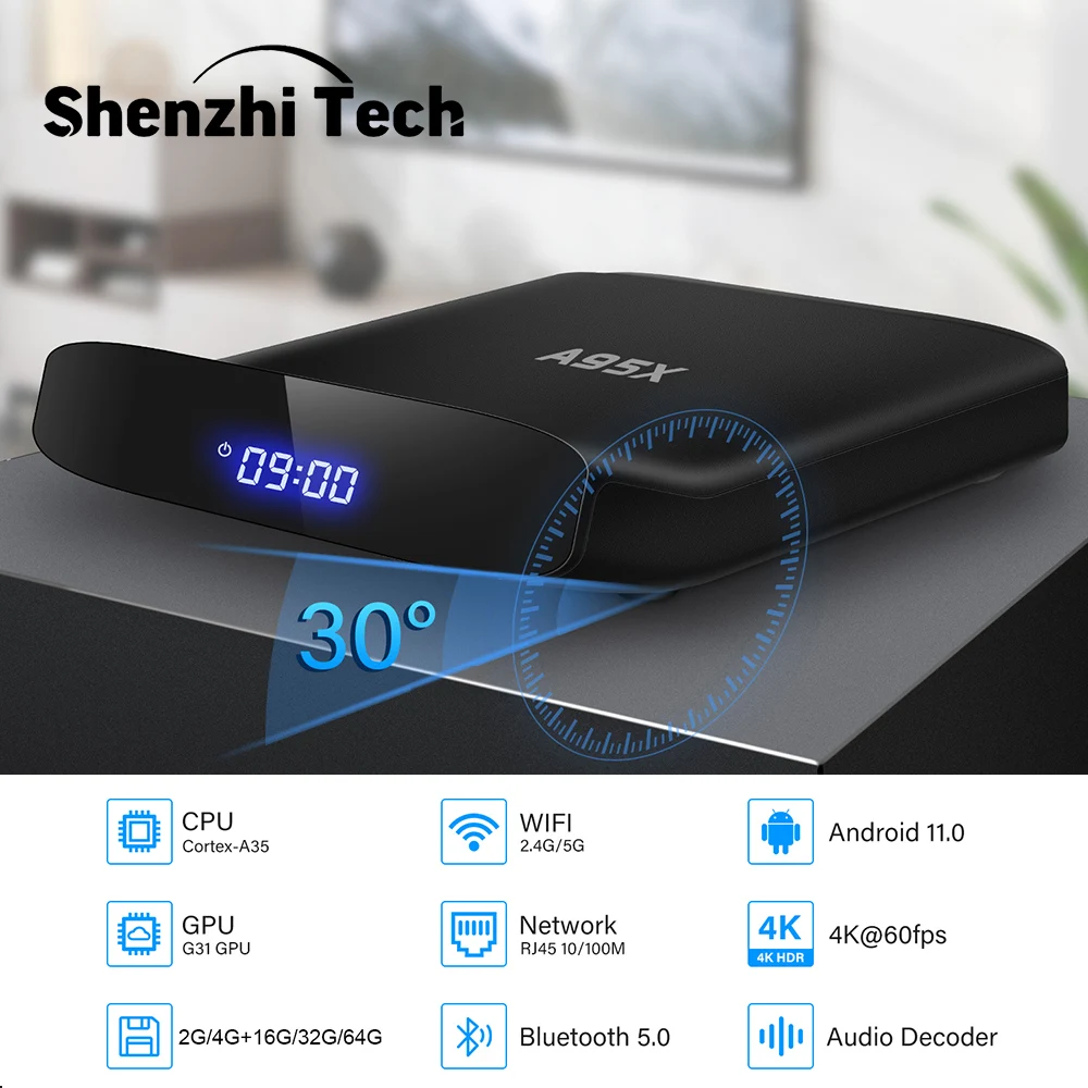 

Приставка Смарт-ТВ A95X W2, Android 11, Amlogic S905W2, 2 + 16/4/32/2,4 ГГц, Wi-Fi