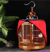 2020 hotsale thrush bird cage bamboo boutique full accessories bird home factory carved starling bird house large handmade 36cm