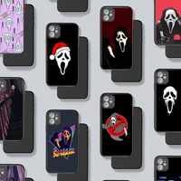 ghostface scream movie phone case black color matte transparent for iphone 13 12 11 pro max mini x xr xs 7 8 plus cover coque