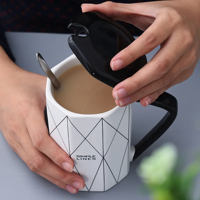 Креативные высококачественные керамические кофейные кружки с геометрическим