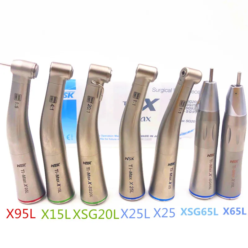 NSK TI MAX type Contra Angle 1:1/1:5/20:1/4:1 Dental Handpiece Fiber Optic Style Dental Implant Equipment