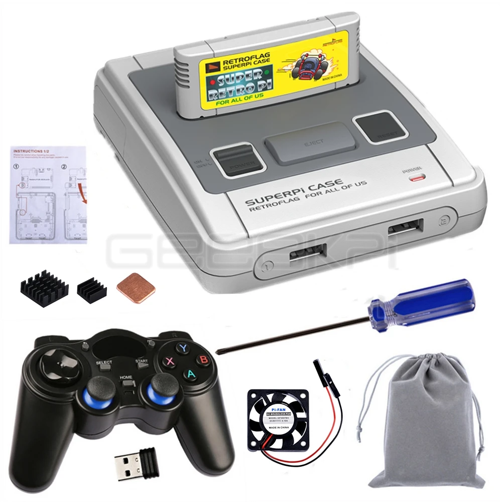 CASE and 1 Wireless Чехол GeeekPi Retroflag SUPERPi-J NESPi чехол с дополнительным игровым контроллером для Raspberry Pi 3B Plus(3B+)/3B - Цвет: CASE and 1 Wireless