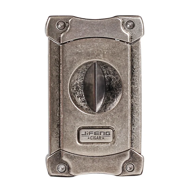 

New 1pcs Cigar Cutter, Stainless Steel V-Cut Cigar Cutter Built-in Cigar Puncher (Black Gold-1) Men's Gadget JF- JV002