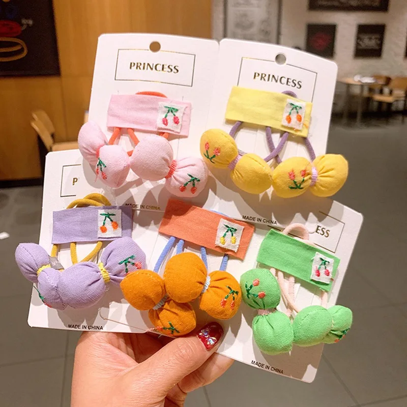 

2 шт./компл. прекрасная вышивка заколка для волос с фруктовым принтом из вишен для маленьких детская бабочка волосы повязка на голову для дев...