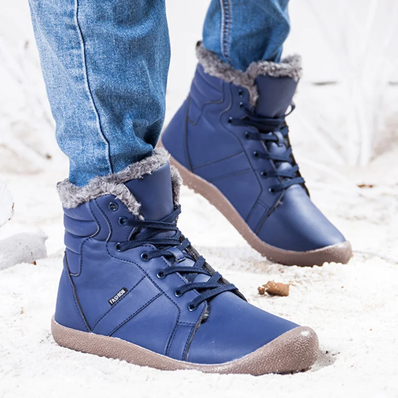 2019 г. Новые мужские ботинки Удобная мужская обувь плюшевые теплые зимние для