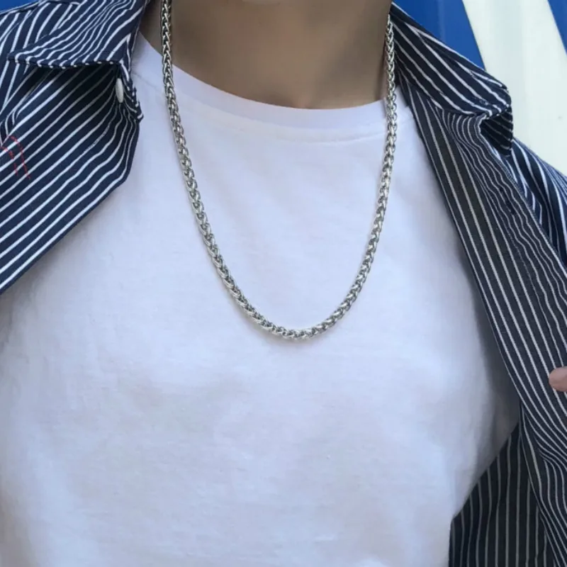 

unisex 3.5mm / 5mm / 7mm Curb Cuban Link Chain Necklace for Men and Women Basic Punk Hip Hop Couple Necklace Choker