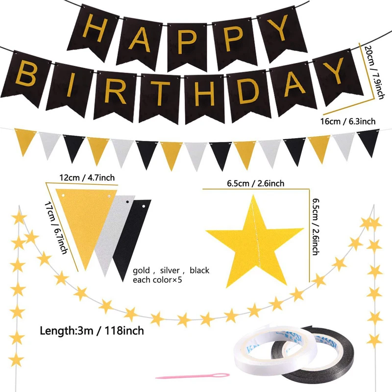 Черные воздушные шары из золотой фольги, украшения для вечеринки в честь Дня Рождения для взрослых, баннер, товары для подарков на годовщину от AliExpress RU&CIS NEW