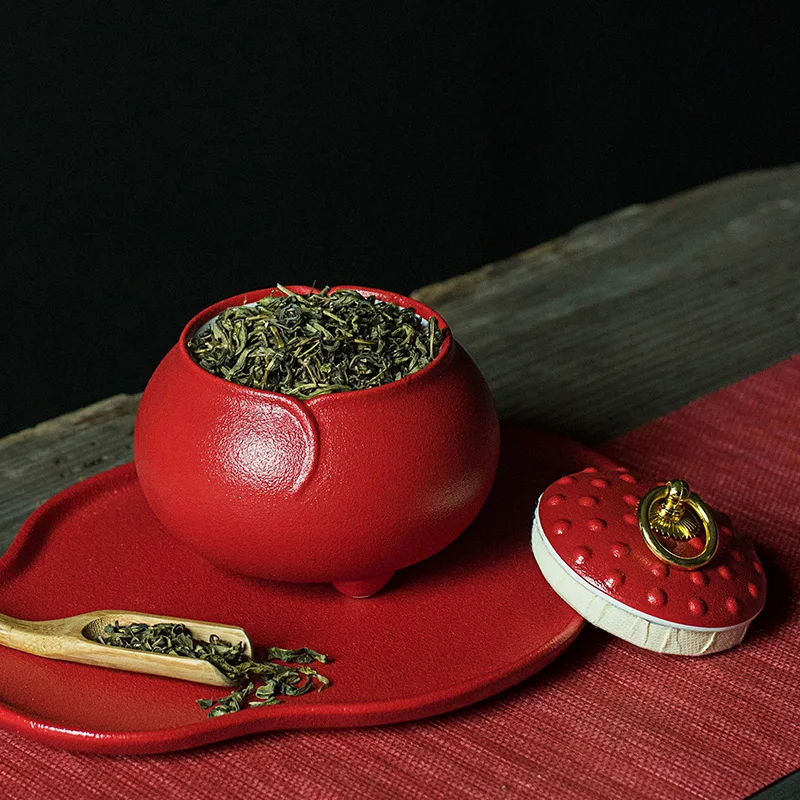 Изысканная красная круглая керамическая Герметичная Бутылка для хранения