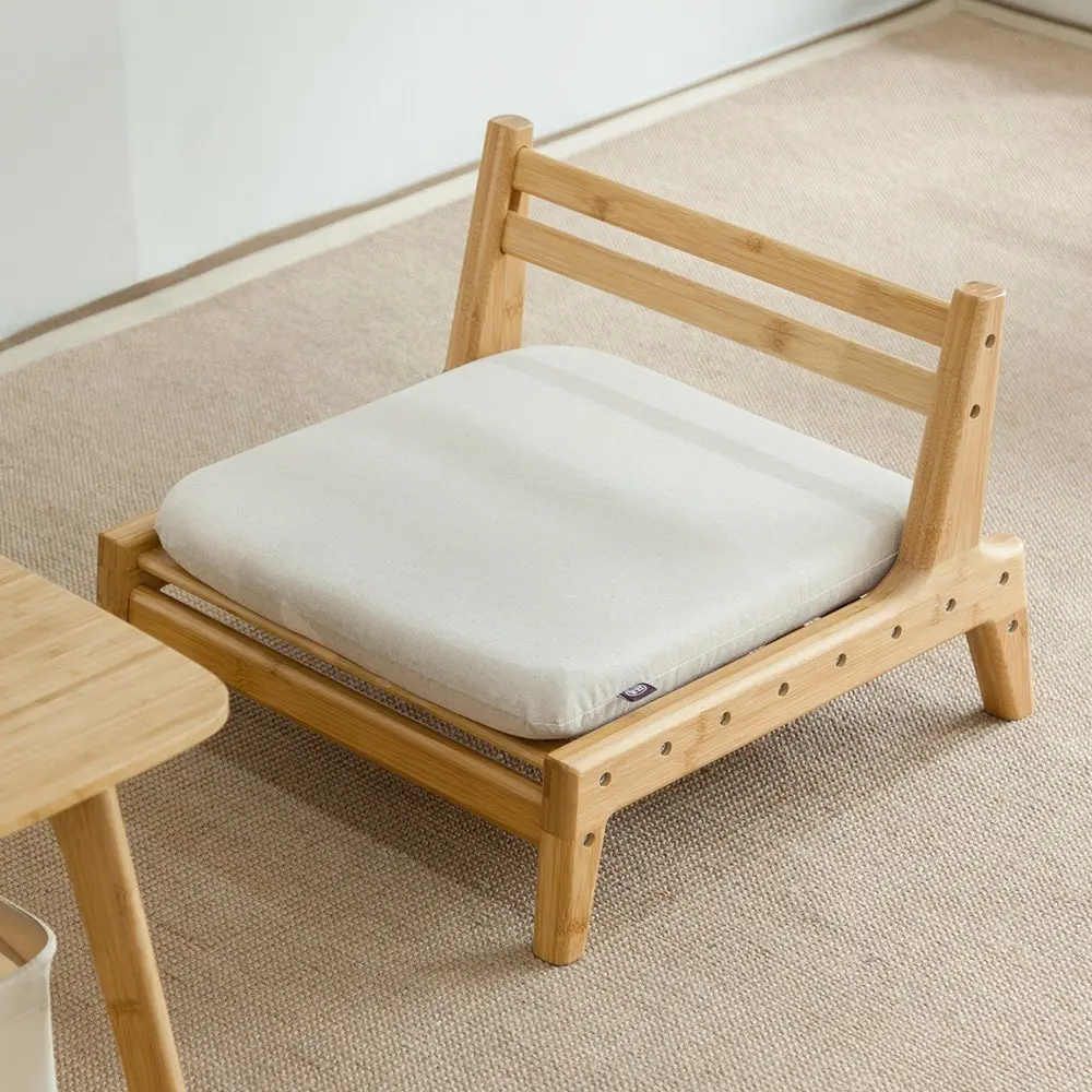 

Asian Legless Zaisu Chair Tatami Floor Backrest Chair Meditation Seat with Cushion Household Living Room Bamboo Furniture