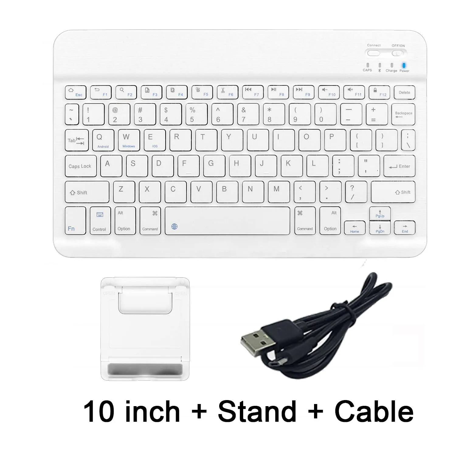 10 White with stand Ультра тонкая мультимедийная алюминиевая Беспроводная Bluetooth клавиатура для IOS Android планшетный ПК Windows для IPad Min Bluetooth клавиатура - Цвет: 10 White with stand