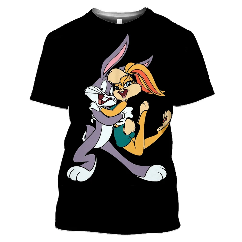 

2021 new cartoon anime rabbit pug print 3d printing T-shirt fashion brand design creative men's women's children's short sleeves