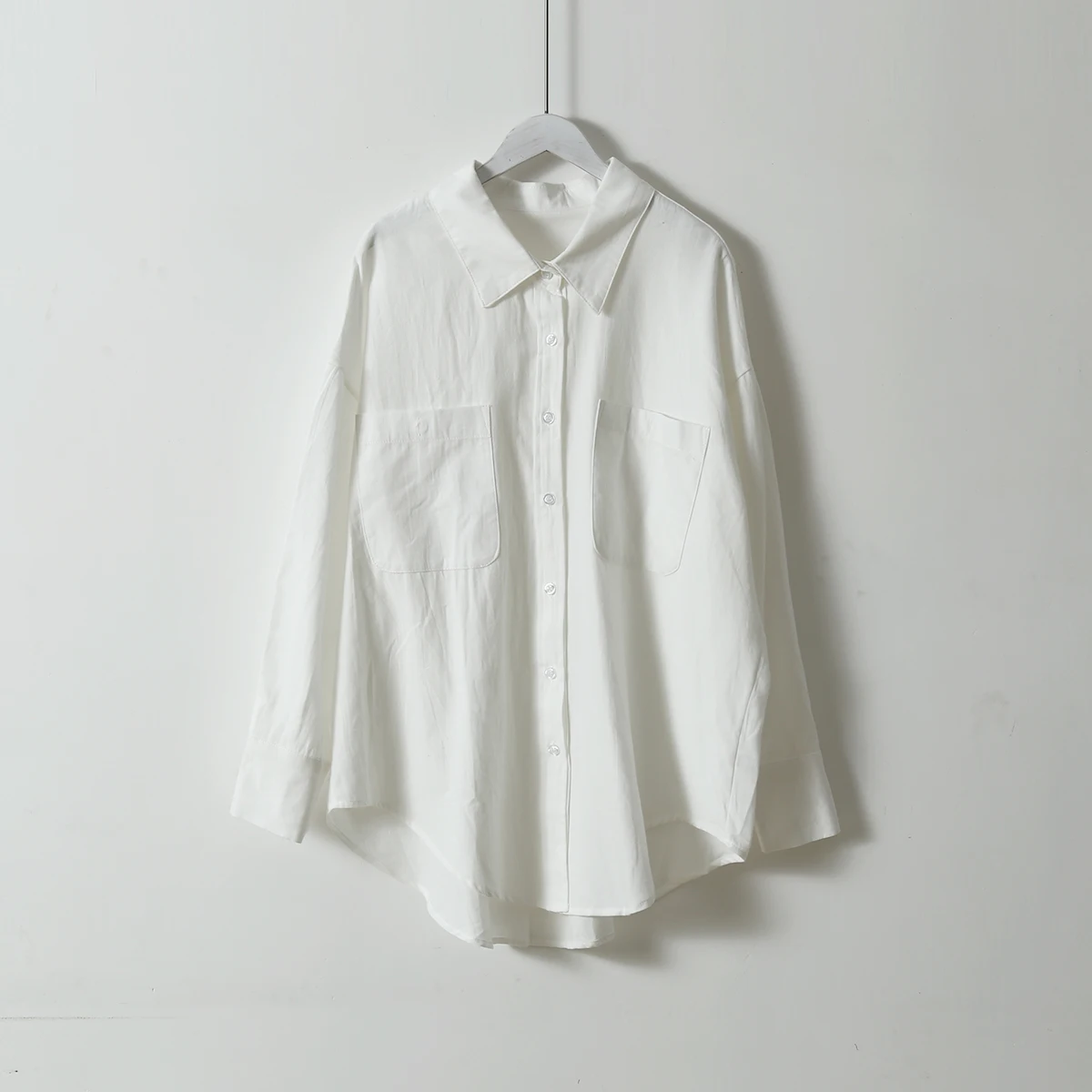 Базовые белые рубашки для женщин Весна Осень 2020 отложной воротник двойные