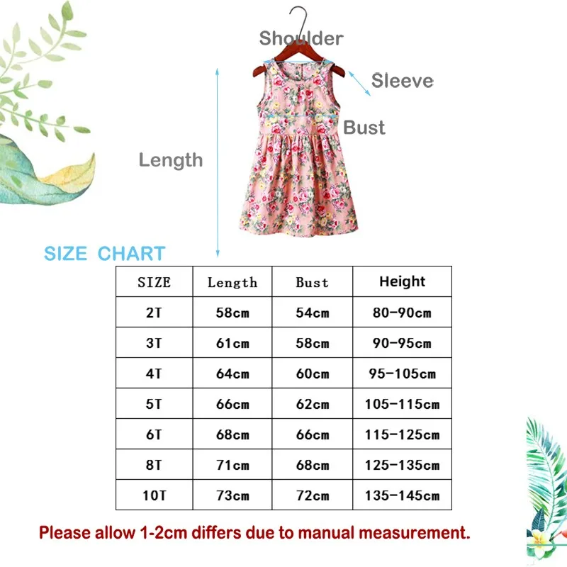 

Floral Summer Dresses For Girls 2021 New Girl clothes Korean Cotton Sleeveless Beach Dress 2-8 Years Summer Children clothing