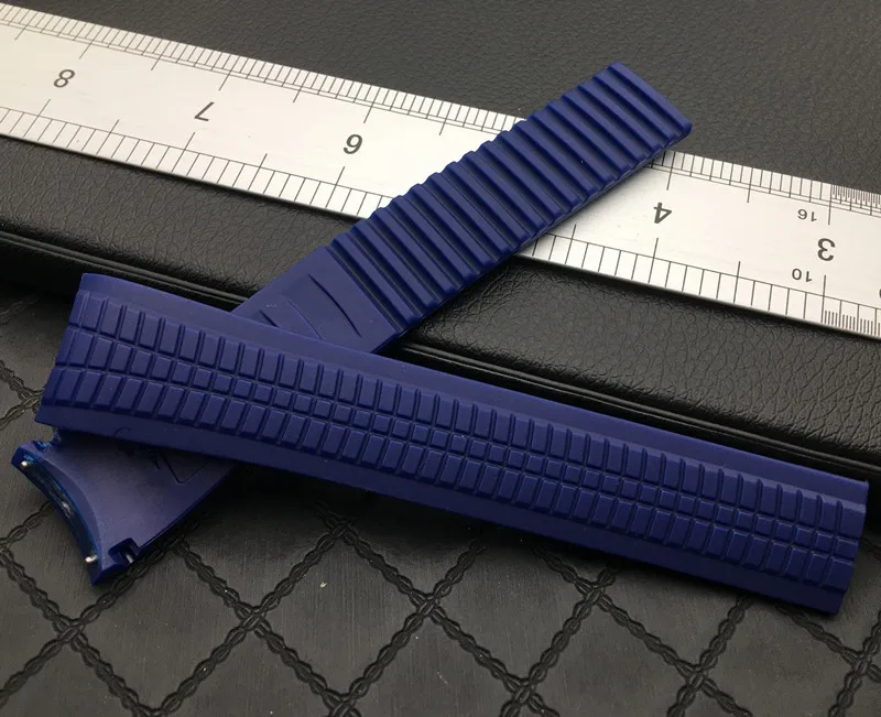 Ремешок силиконовый для часов Patek мягкий резиновый зелёный браслет наручных 21 мм